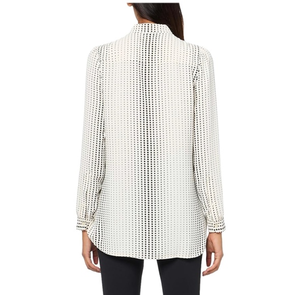 Anne Klein Florentine Dot Poet Blouse White / Black Medium - Picture 2 of 4
